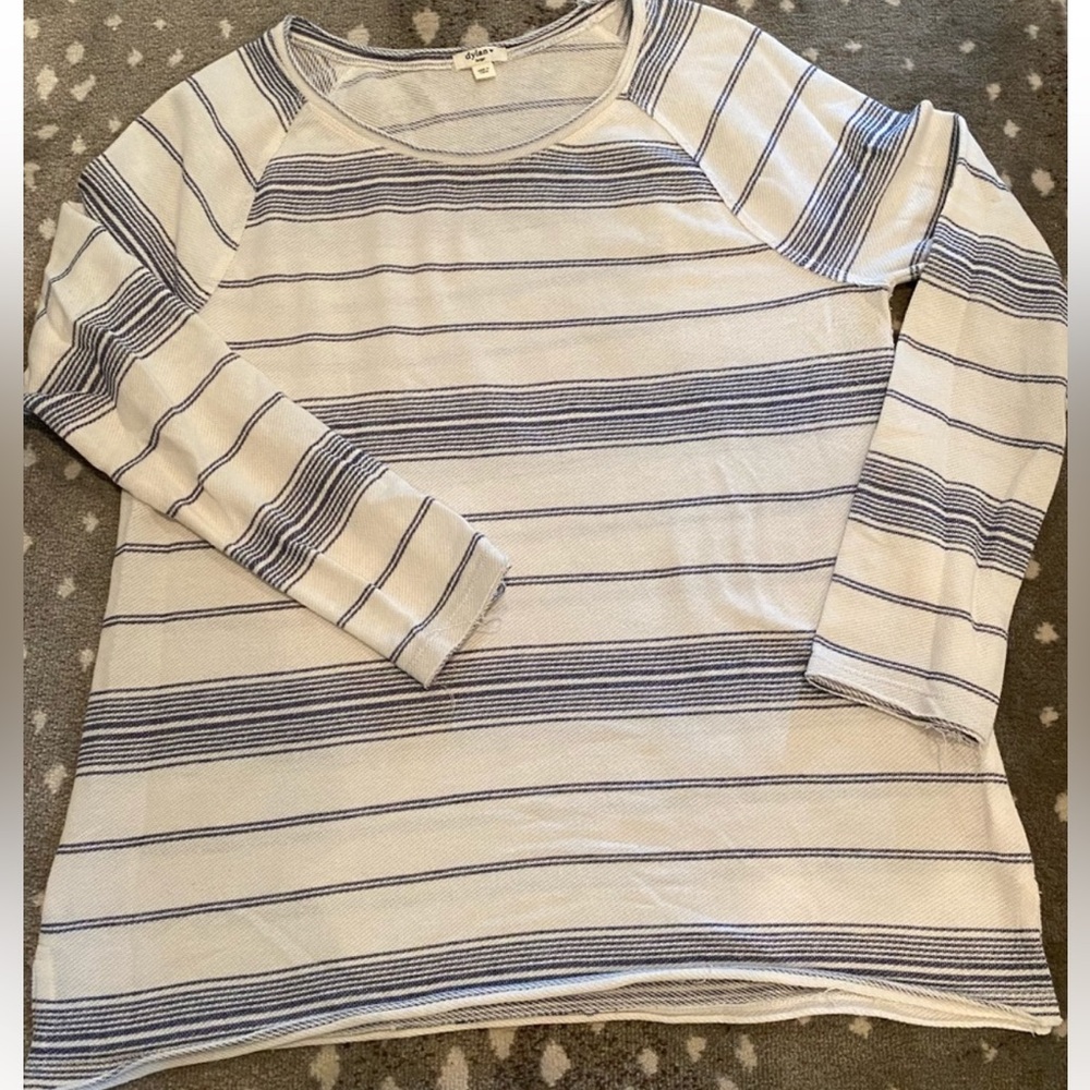 Beachy Blue/Cream lightweight Dylan Striped Long Sleeve Top